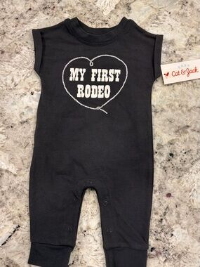 Cat & Jack Black "My First Rodeo" Infant One-Piece